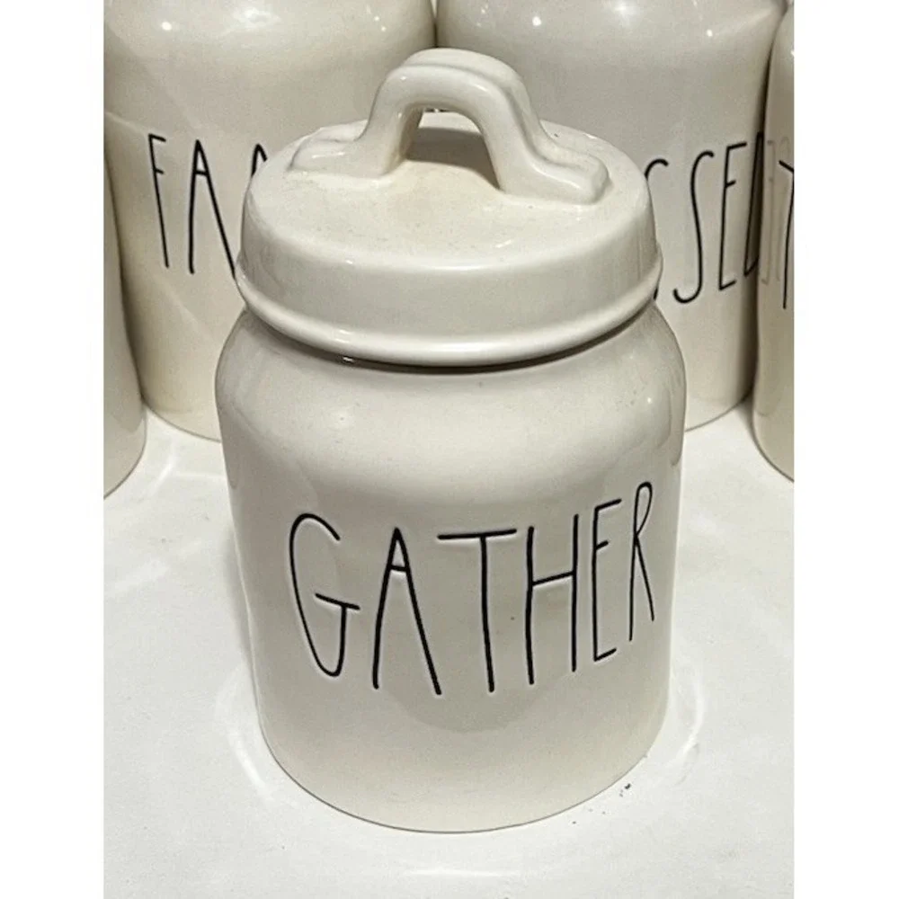 Rae Dunn 2018 OG Feast Gather Grateful Family Thankful Blessed Canisters HTF